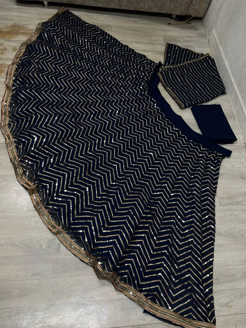 Black georgette heavy sequence work designer party wear lehenga choli