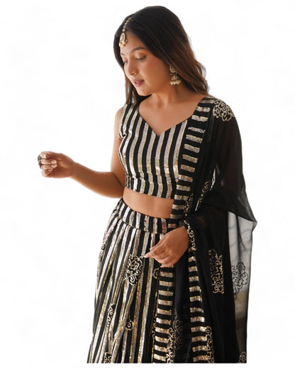 Black georgette heavy work designer wedding lehenga choli