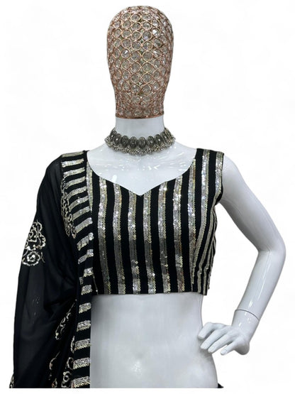 Black georgette heavy work designer wedding lehenga choli