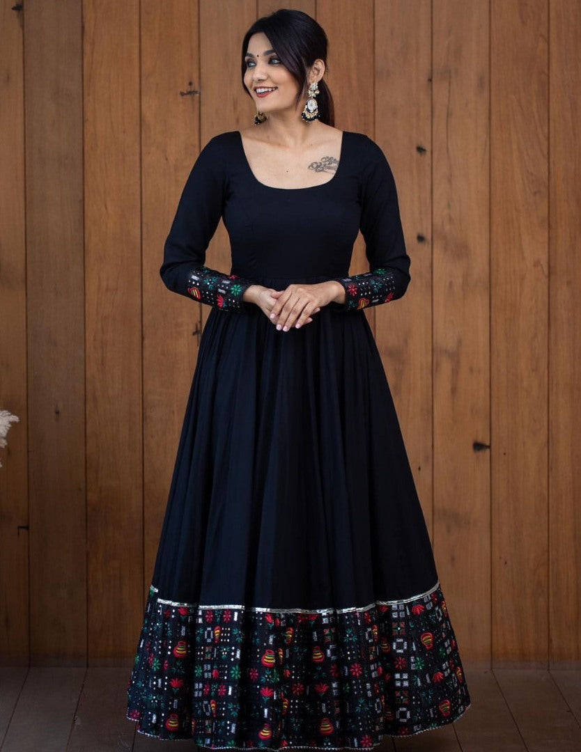 Black georgette long anarkali gown