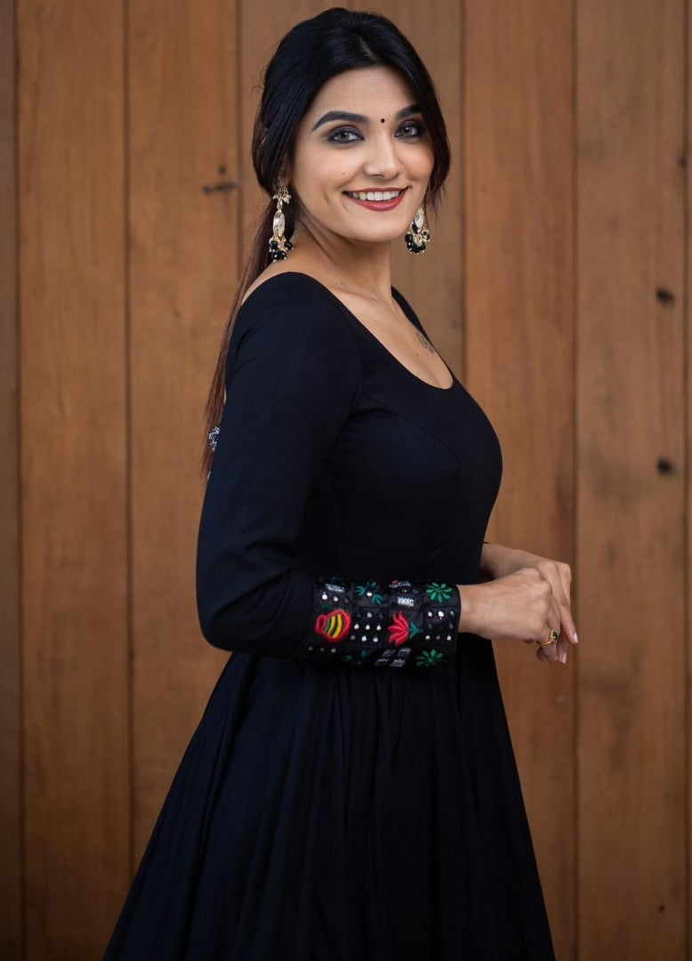 Black georgette long anarkali gown