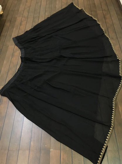 black georgette partywear lehenga with embroidered dupatta