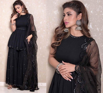 Black georgette partywear plazzo suit