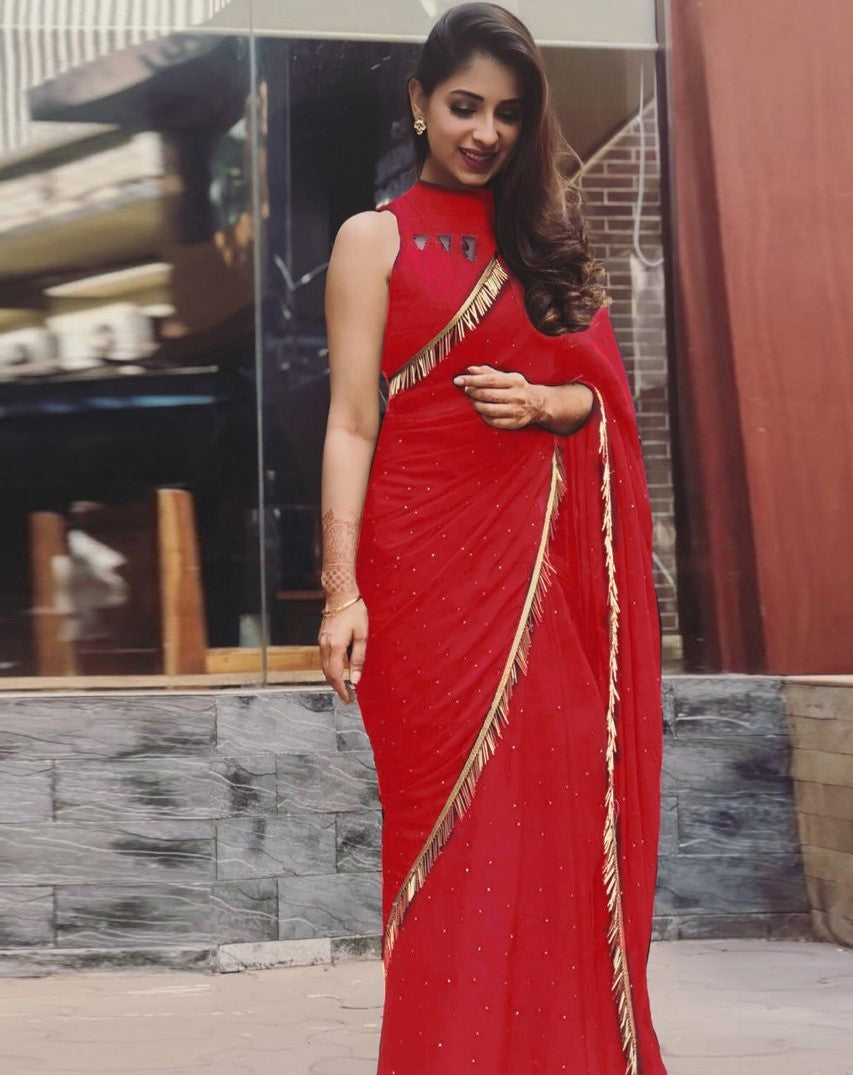 Black georgette partywear saree