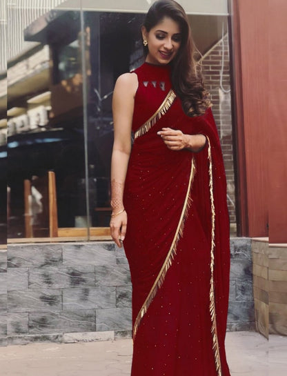 Black georgette partywear saree