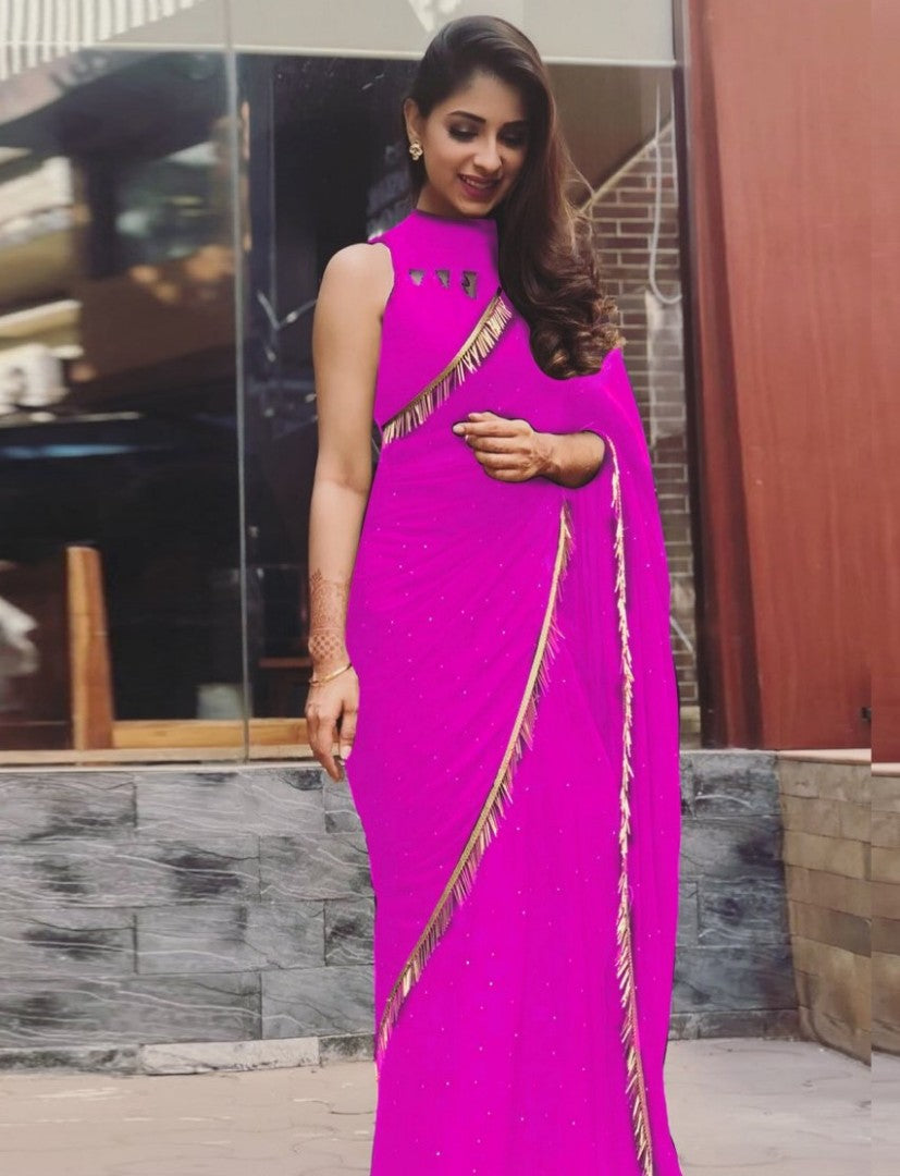 Black georgette partywear saree