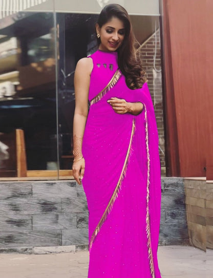 Black georgette partywear saree