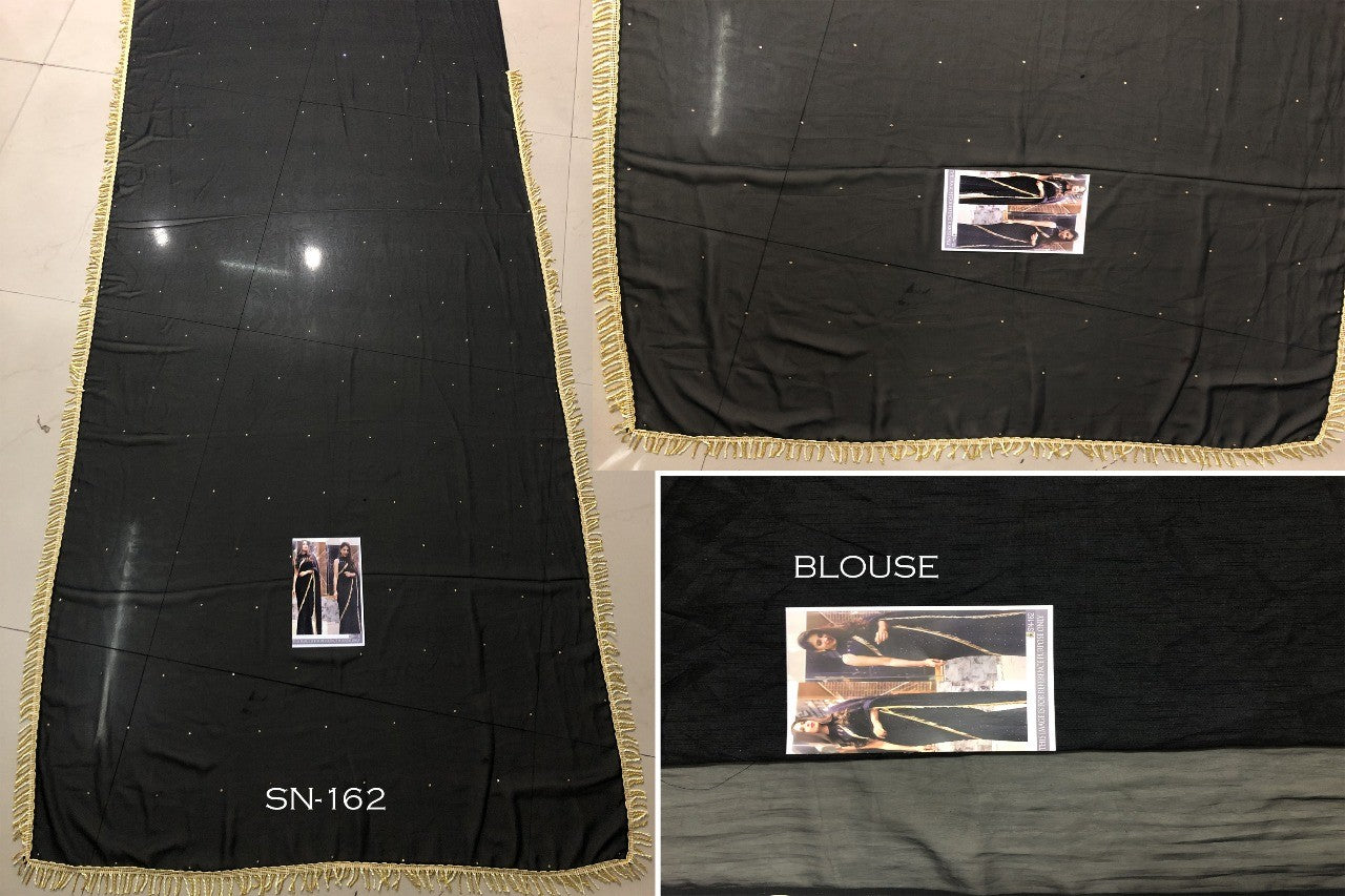 Black georgette partywear saree