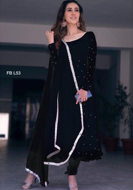 Black georgette pearl work anarkali suit