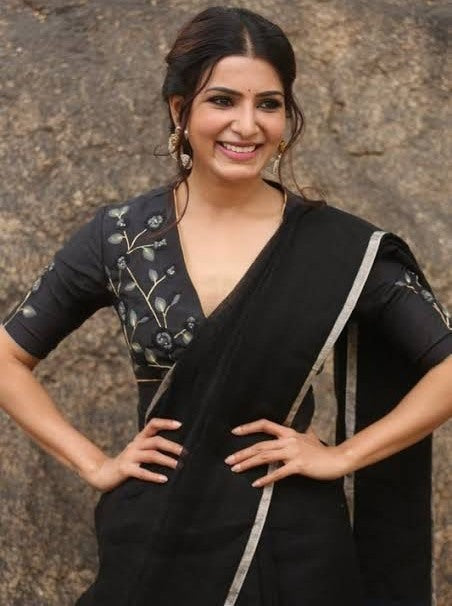 Black georgette plain partywear saree