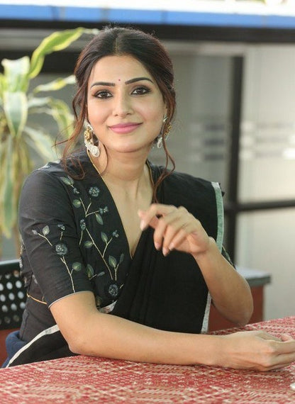 Black georgette plain partywear saree