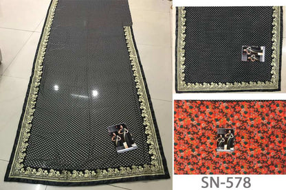 Black georgette print bollywood style partywear saree