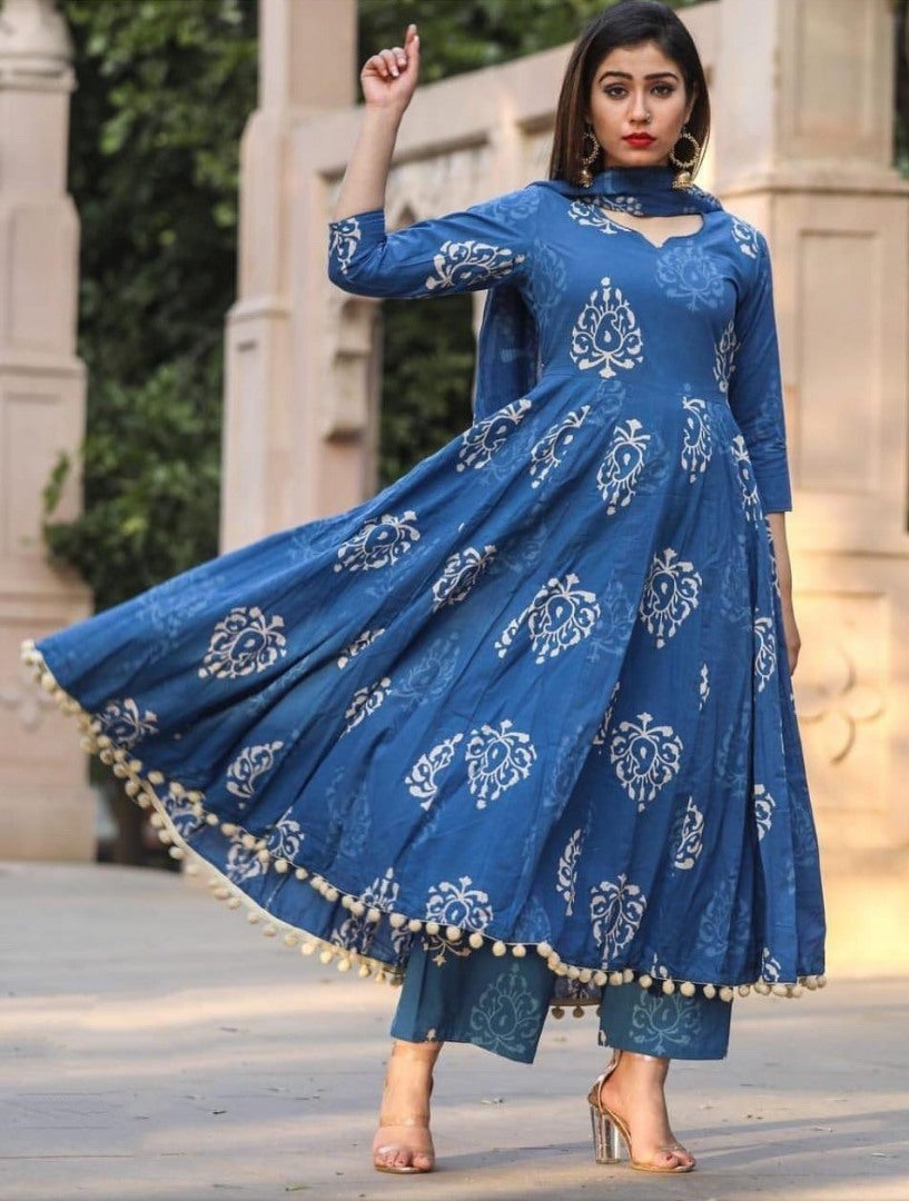 Black georgette printed kurti with dupatta