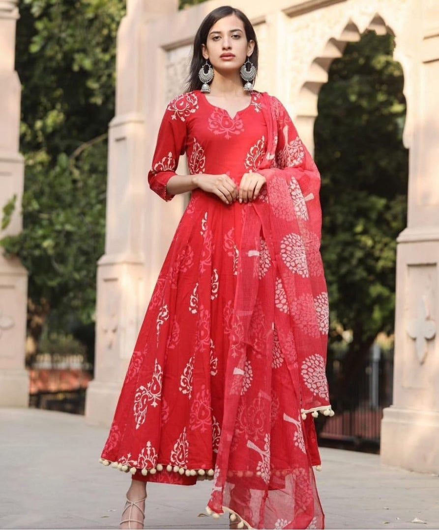 Black georgette printed kurti with dupatta