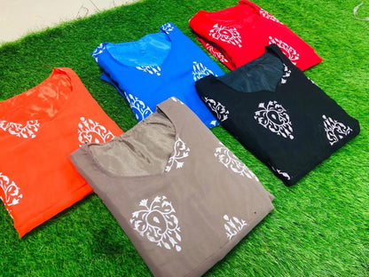 Black georgette printed kurti with dupatta