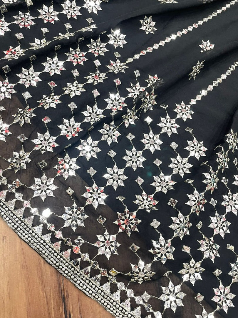 Black georgette sequence embroidered lehenga choli