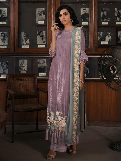 Black georgette sequence embroidered partywear salwar suit