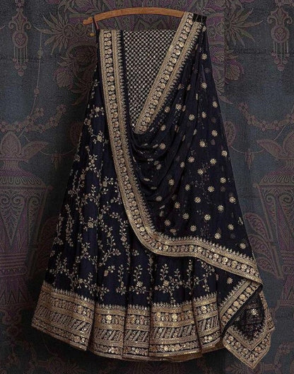 Black georgette sequence embroidered work lehenga choli