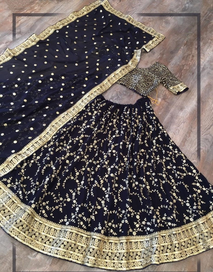 Black georgette sequence embroidered work lehenga choli