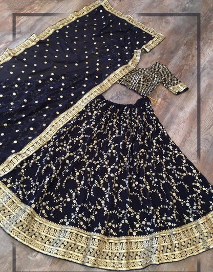 Black georgette sequence embroidered work lehenga choli