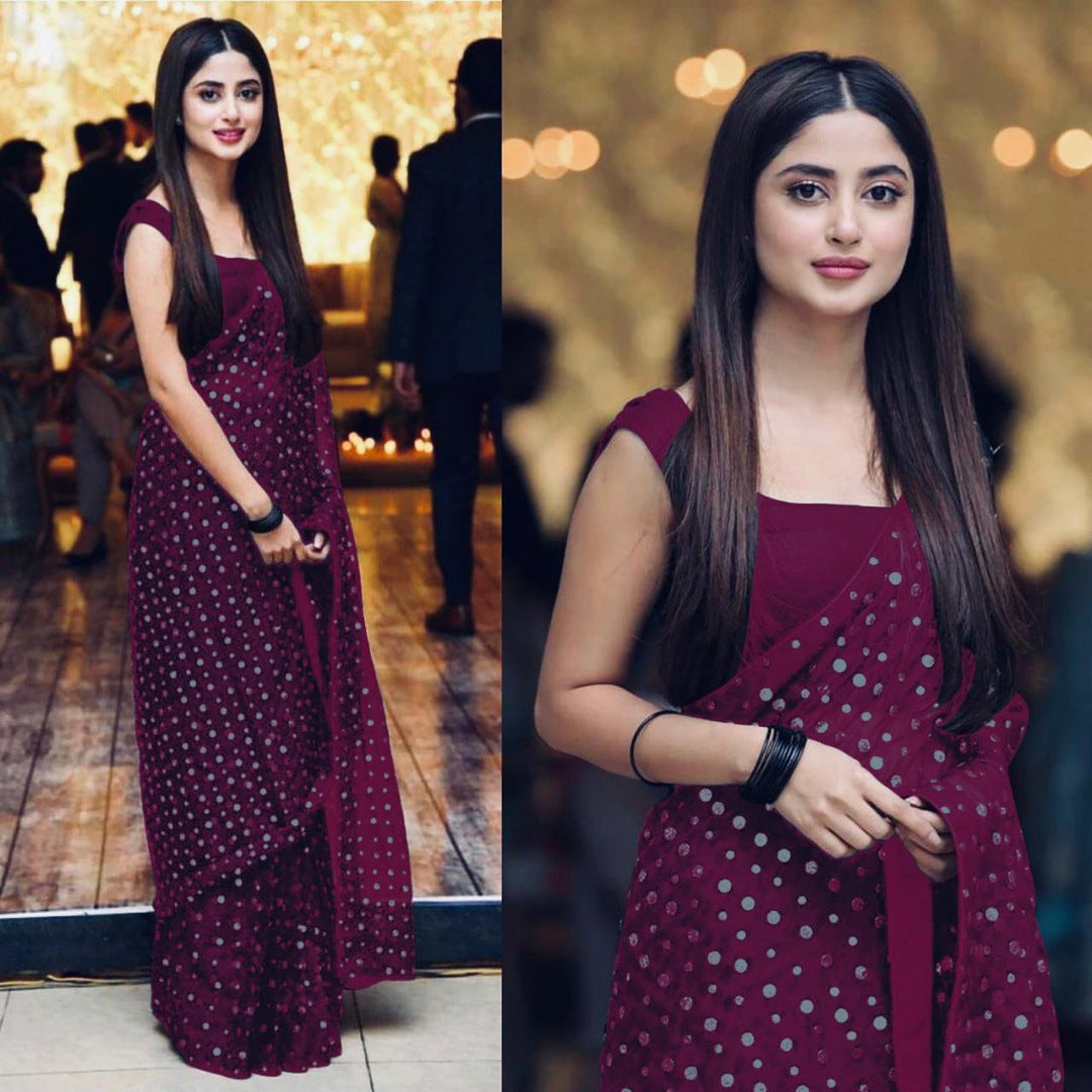 Black georgette sequence work partywear saree