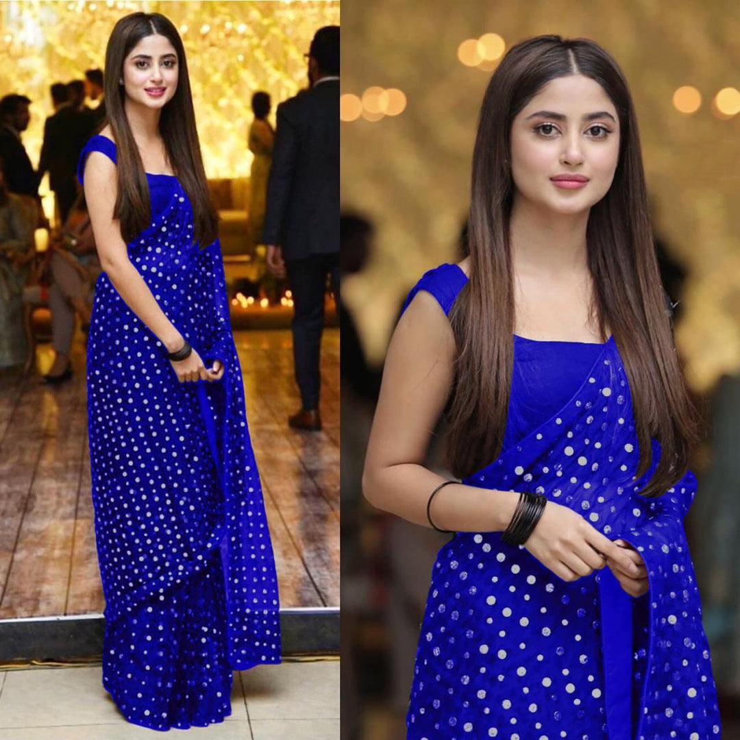 Black georgette sequence work partywear saree