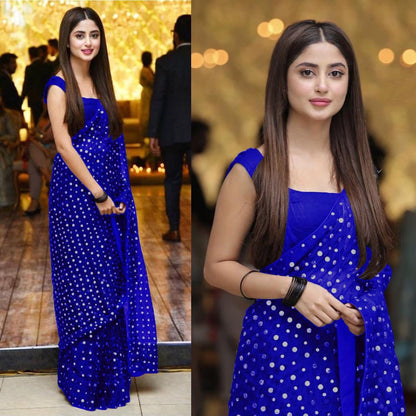 Black georgette sequence work partywear saree