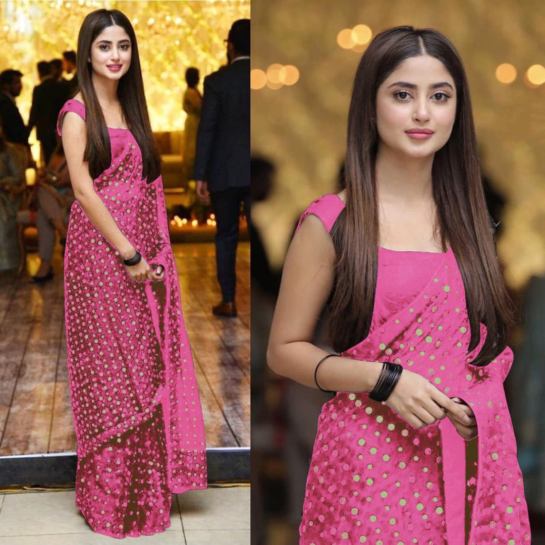 Black georgette sequence work partywear saree