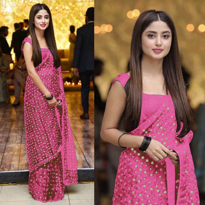 Black georgette sequence work partywear saree