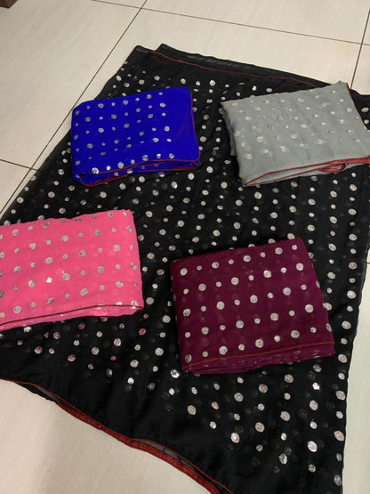 Black georgette sequence work partywear saree