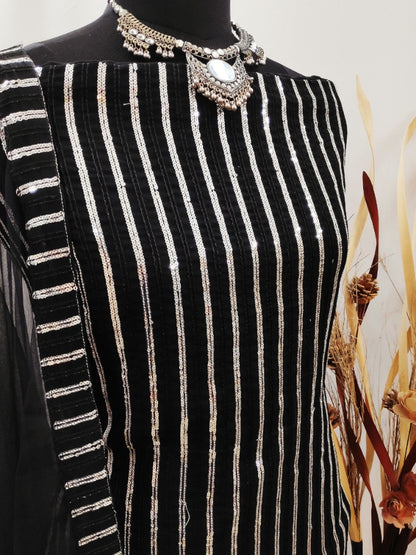 Black georgette sequence work plazzo salwar suit