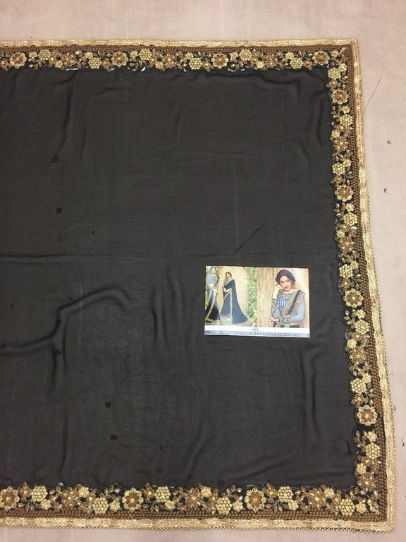Black georgette silk partywear saree with fancy emboridered blouse