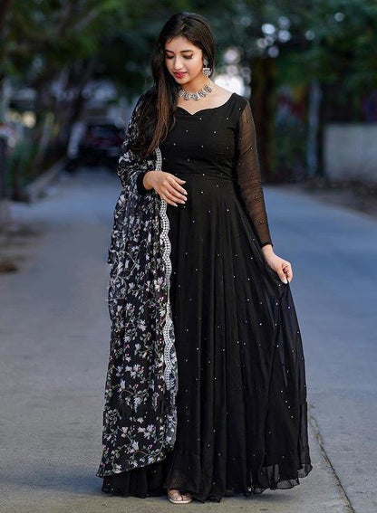 Black georgette umbrella flair anarkali suit