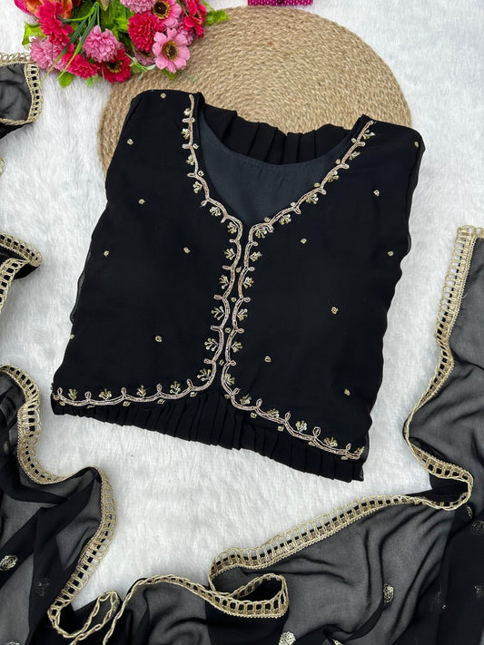 Black handwork alia cut suit