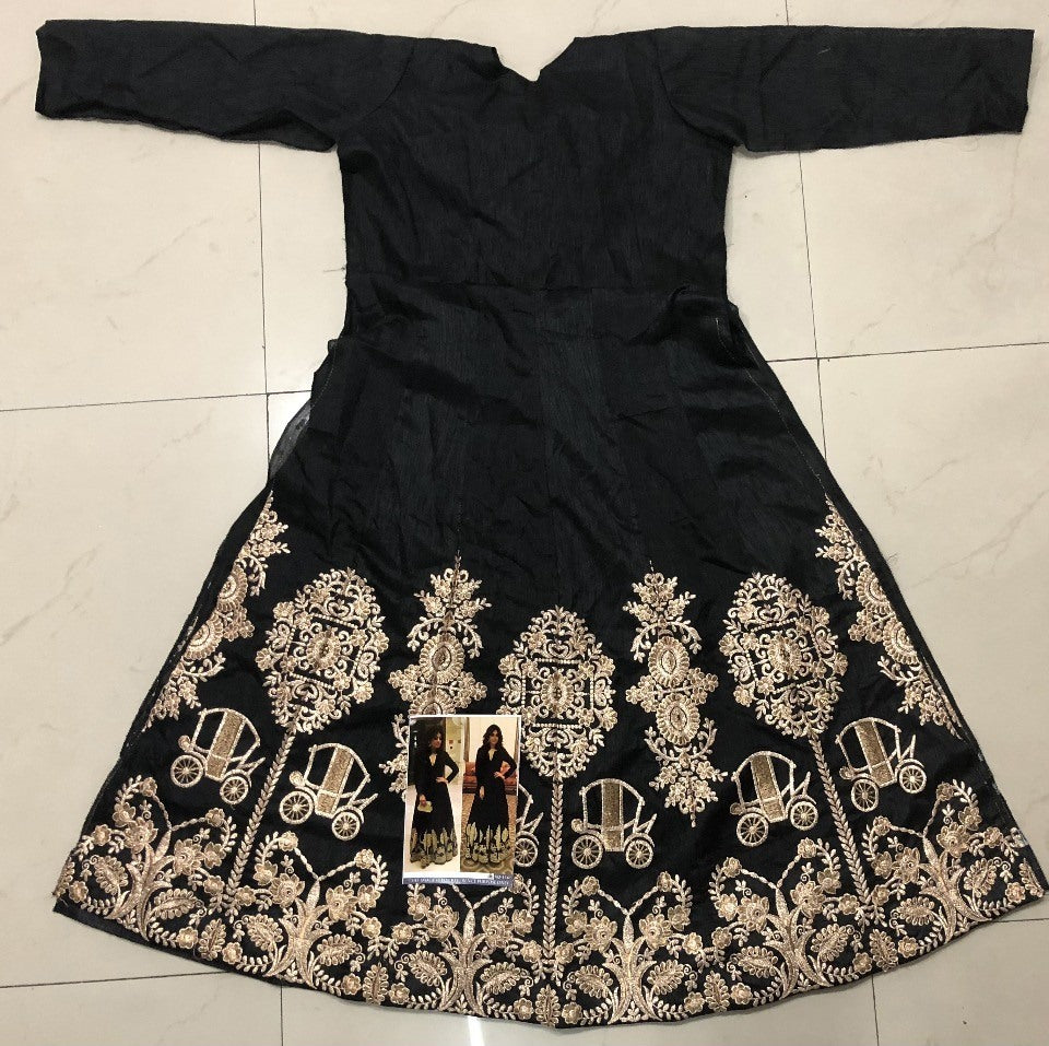 black heavy banglori embroidered partywear bollywood gown