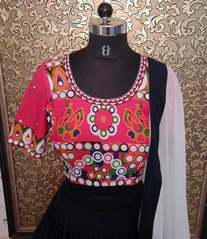 Black heavy crepe printed navratri festival lehenga choli