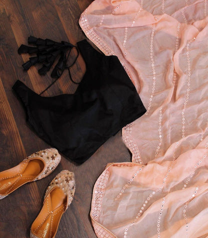 Black heavy embroidered plazzo suit