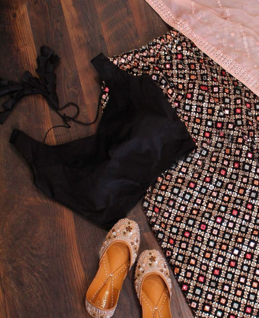 Black heavy embroidered plazzo suit