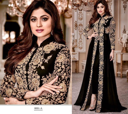 Black heavy faux georgette designer salwar suit