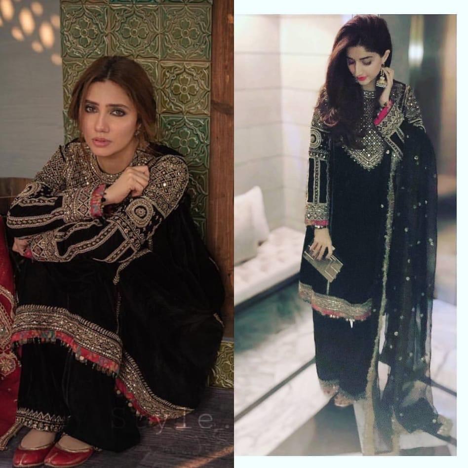 Black heavy georgette sequence and dori embroidered plazzo salwar suit