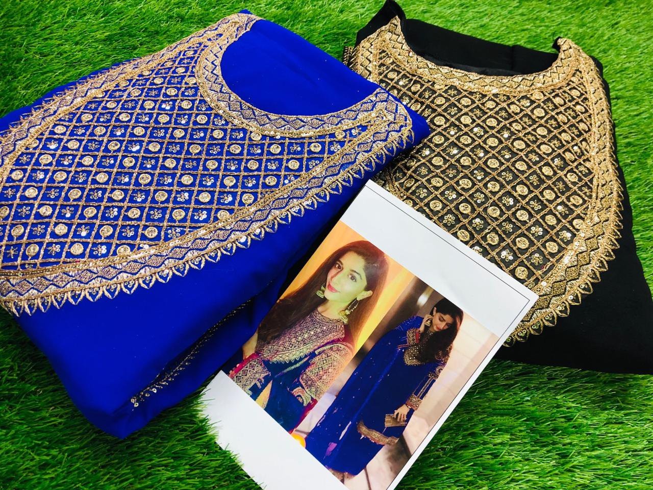 Black heavy georgette sequence and dori embroidered plazzo salwar suit