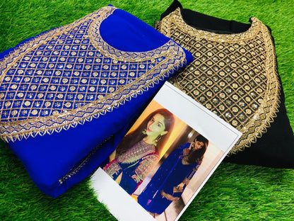 Black heavy georgette sequence and dori embroidered plazzo salwar suit