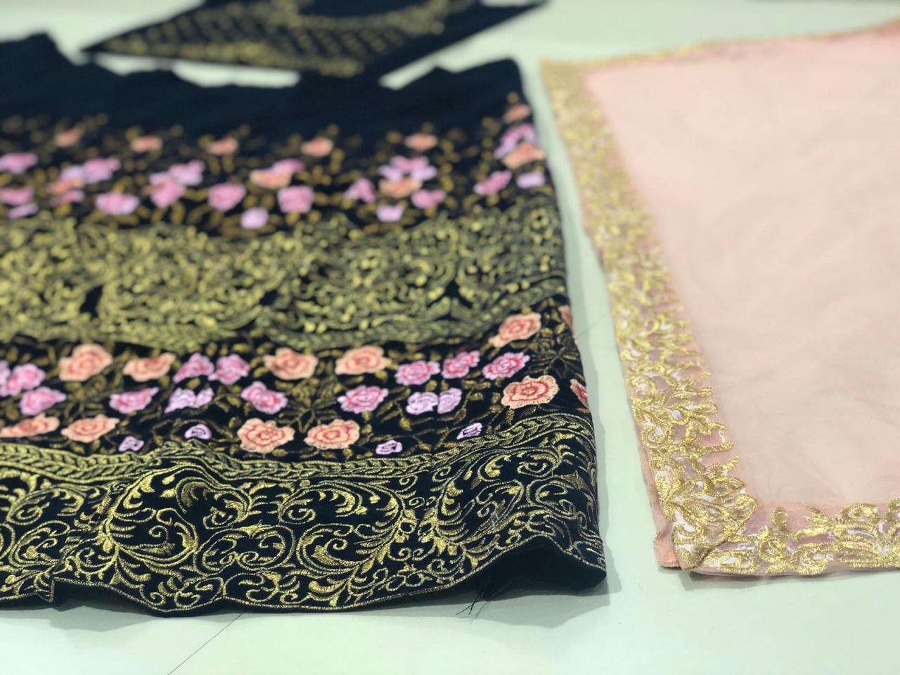 Black heavy multi thread embroidered designer wedding lehengha choli