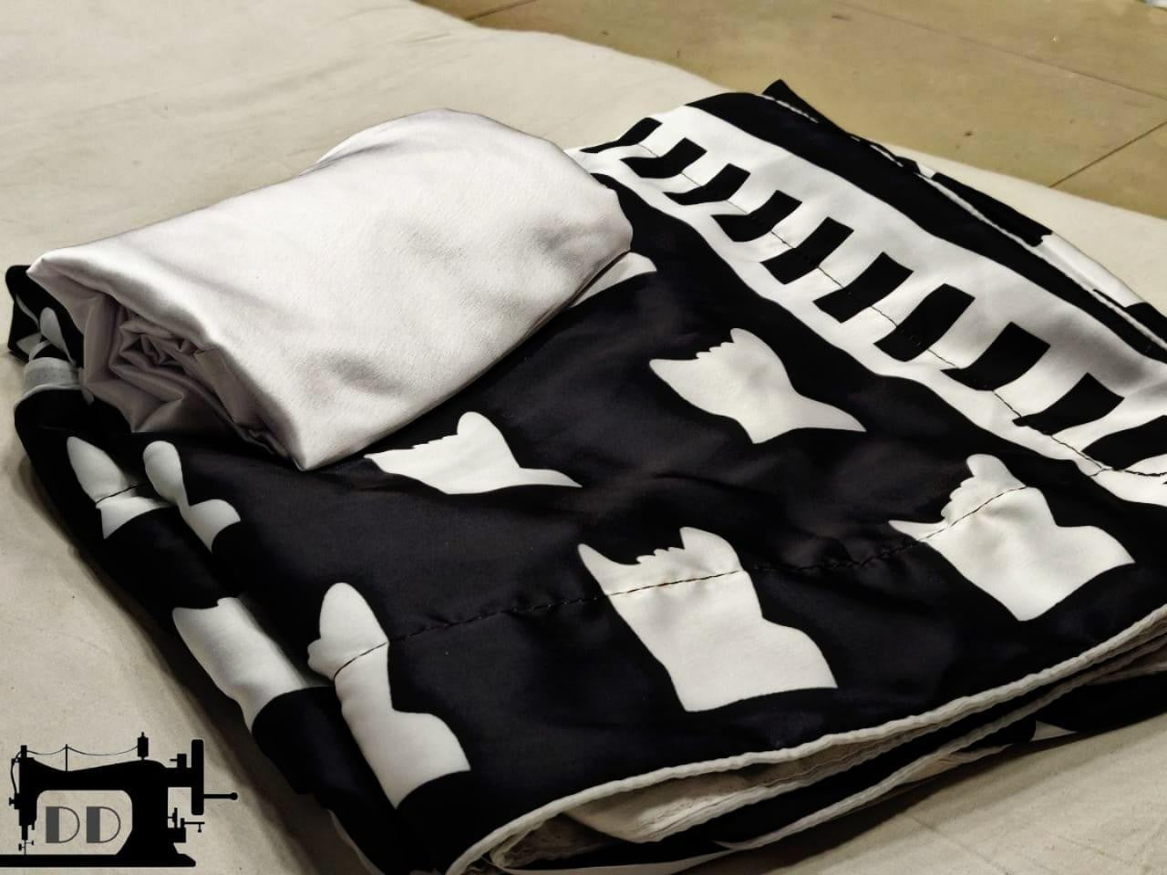 black heavy satin digital printed bollywood style saree