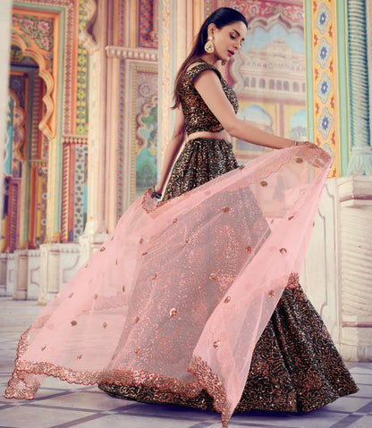 Black heavy sequence work bridal lehenga choli