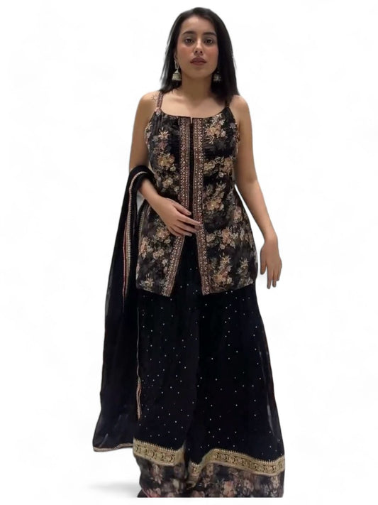 Black heavy work designer lehenga suit for wedding