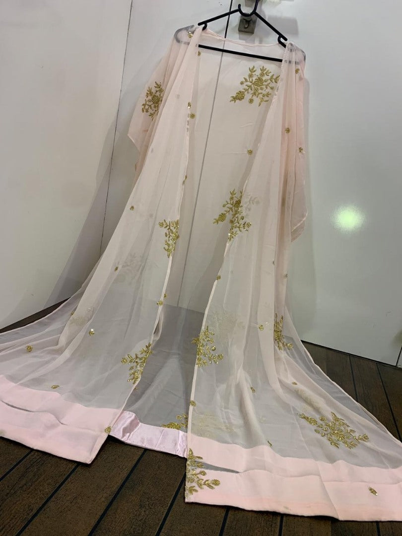 Black indowestern dhoti suit with baby pink embroidered shrug