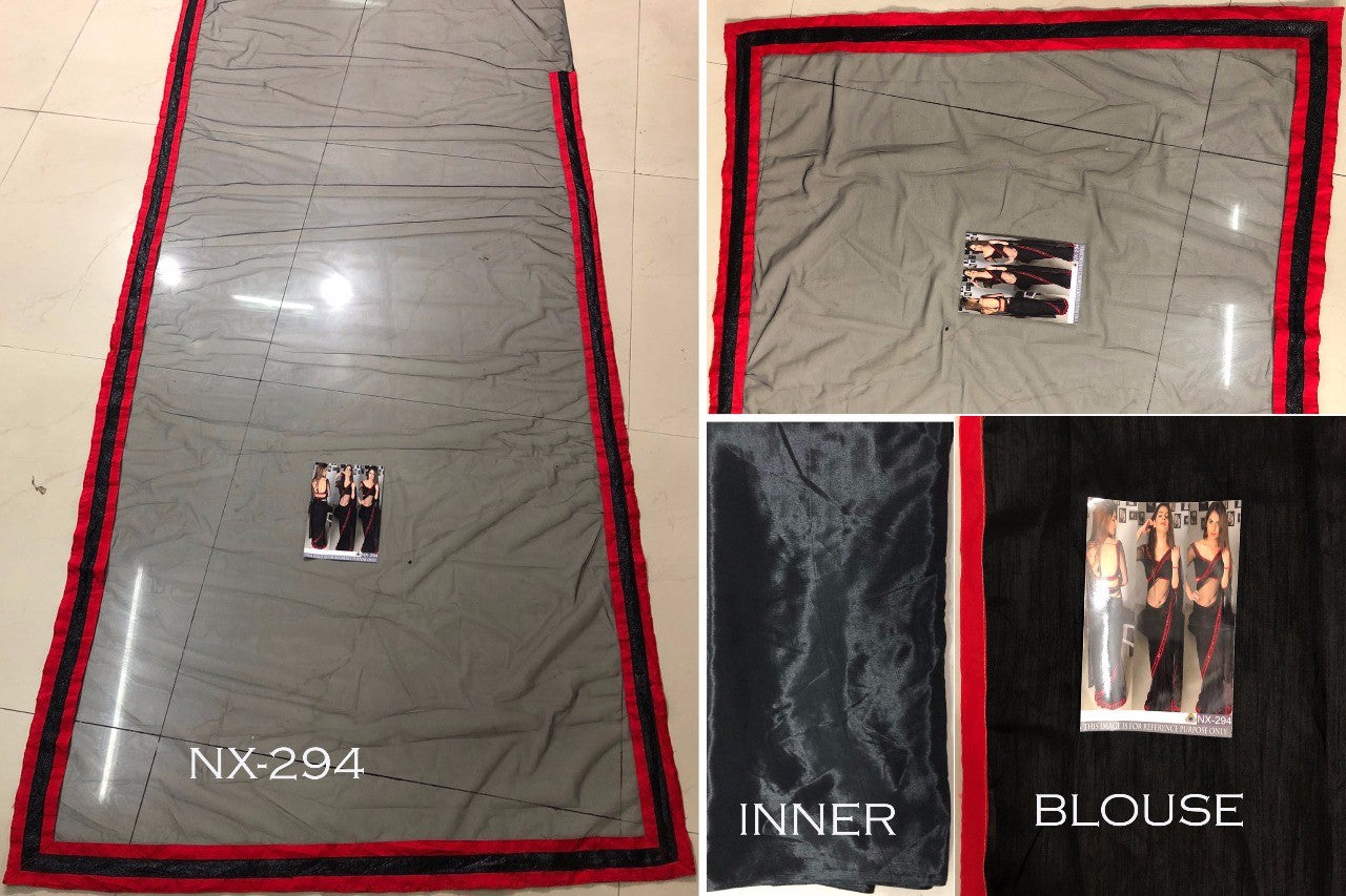 black mono net partywear saree