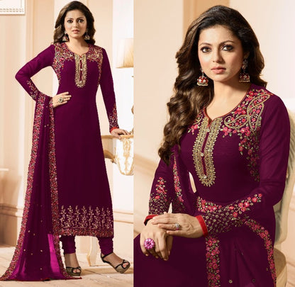 Black multicolor threadwork designer churidar salwar suit