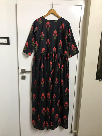 black muslin digital printed top and rayon cotton plazzo salwar suit